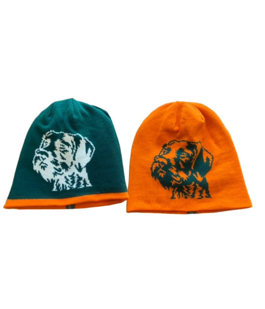 Vendbar strikhue med hund