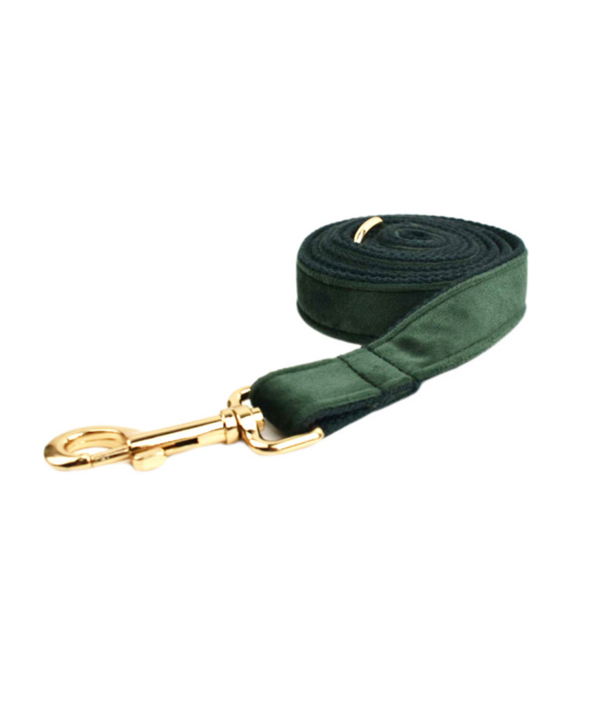 Hundeline - Velour - Mørkegrøn