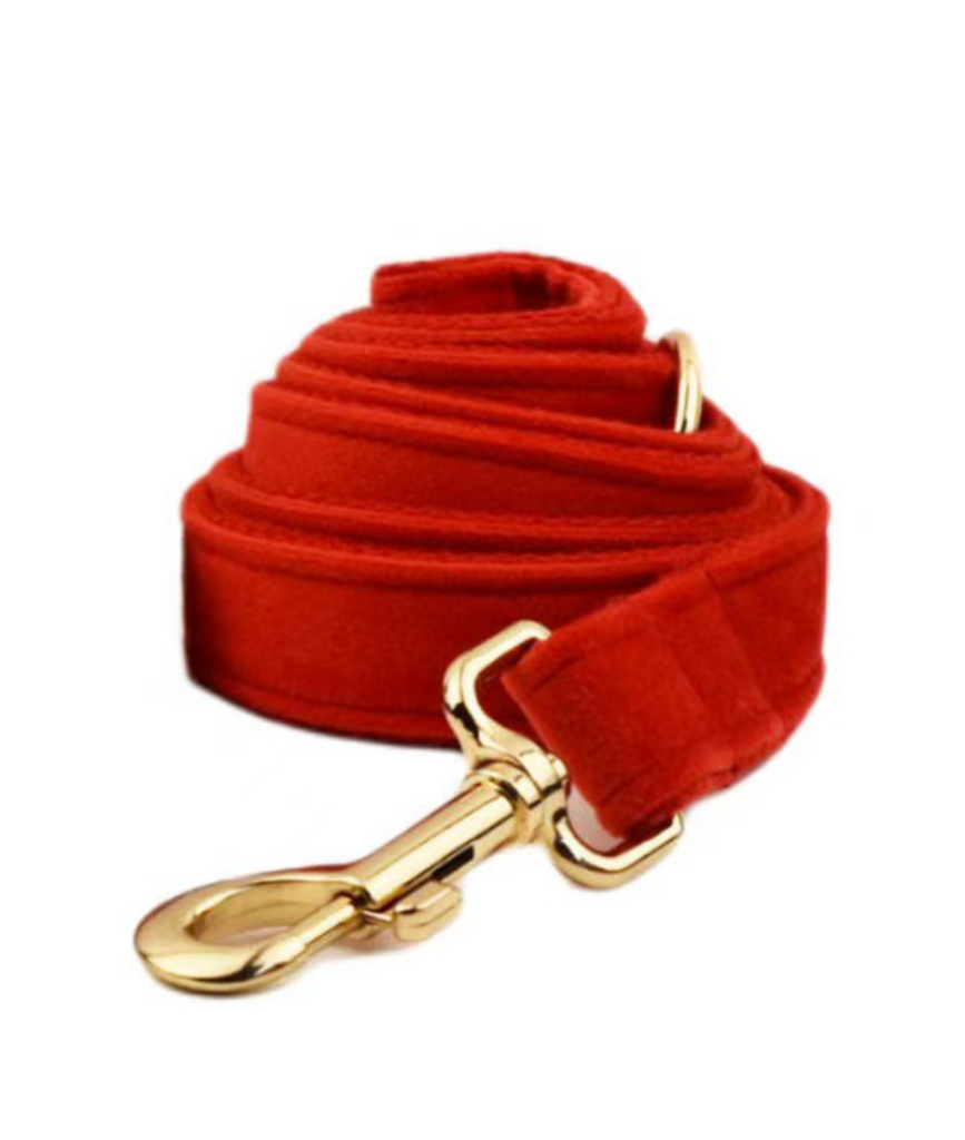 Hundeline - Velour - Rød