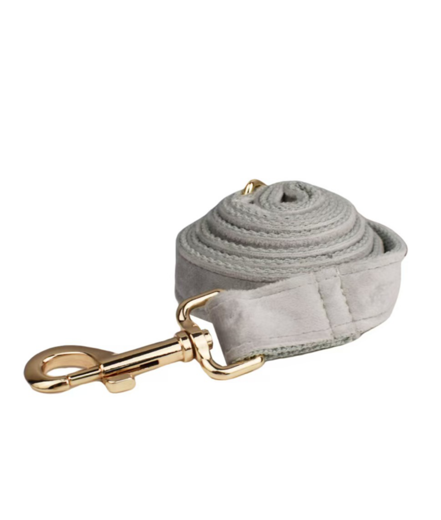 Hundeline - Velour- Sølvgrå