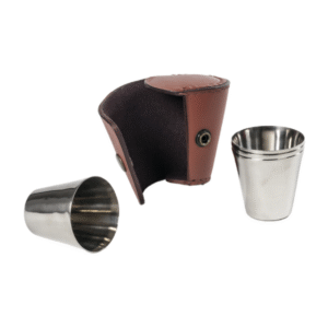 Snaps/dram glas i læderetui