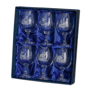 Vinglas i krystal med vildtmotiv - 6 stk.