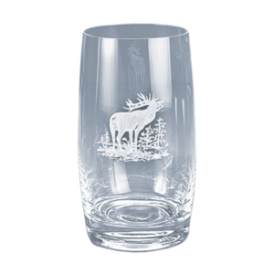 Vandglas med vildtmotiv