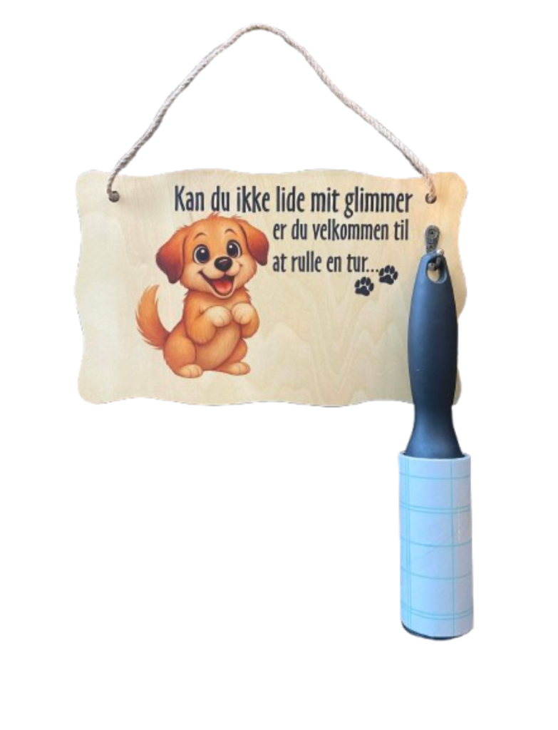 Træskilt med sød tekst til hundehjemmet