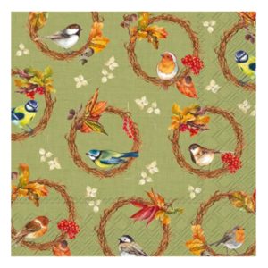 Servietter med fugle