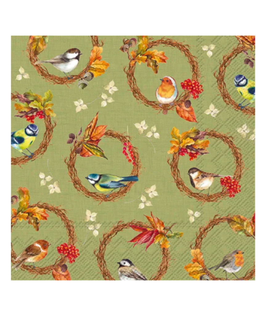 Servietter med fugle