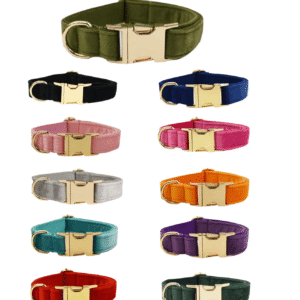 Halsbånd med gravering i velour til store hunde