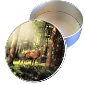 Kagedåse med jagtmotiv