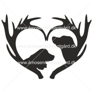 Foliemærke - Gevir hjerte med hund ensfarvet