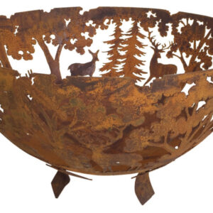 Bålfad med udskåret motiv af vildt