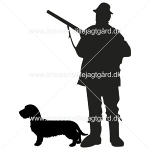 Foliemærke - Jæger med Ruhåret Gravhund