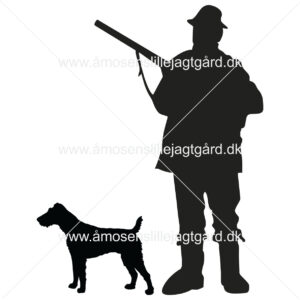 Foliemærke - Jæger med Tysk Terrie