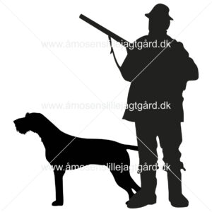 Foliemærke - Jæger med Tysk Ruhåret Hønsehund