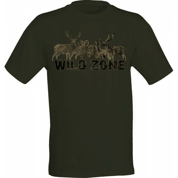 1 Wild Zone T-shirt med tekst og de 5 største dyr