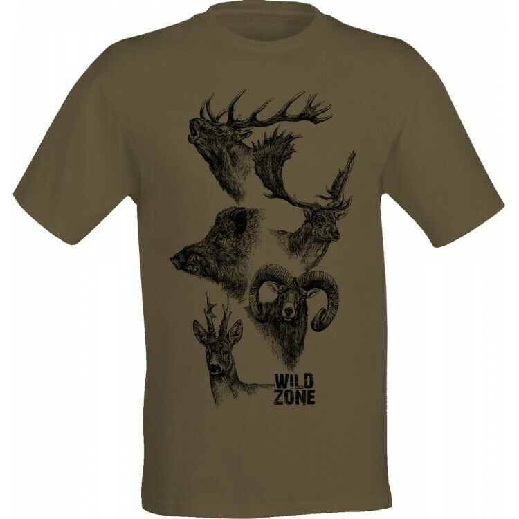 1 Wild Zone T-shirt med print af de 5 største jagtdyr