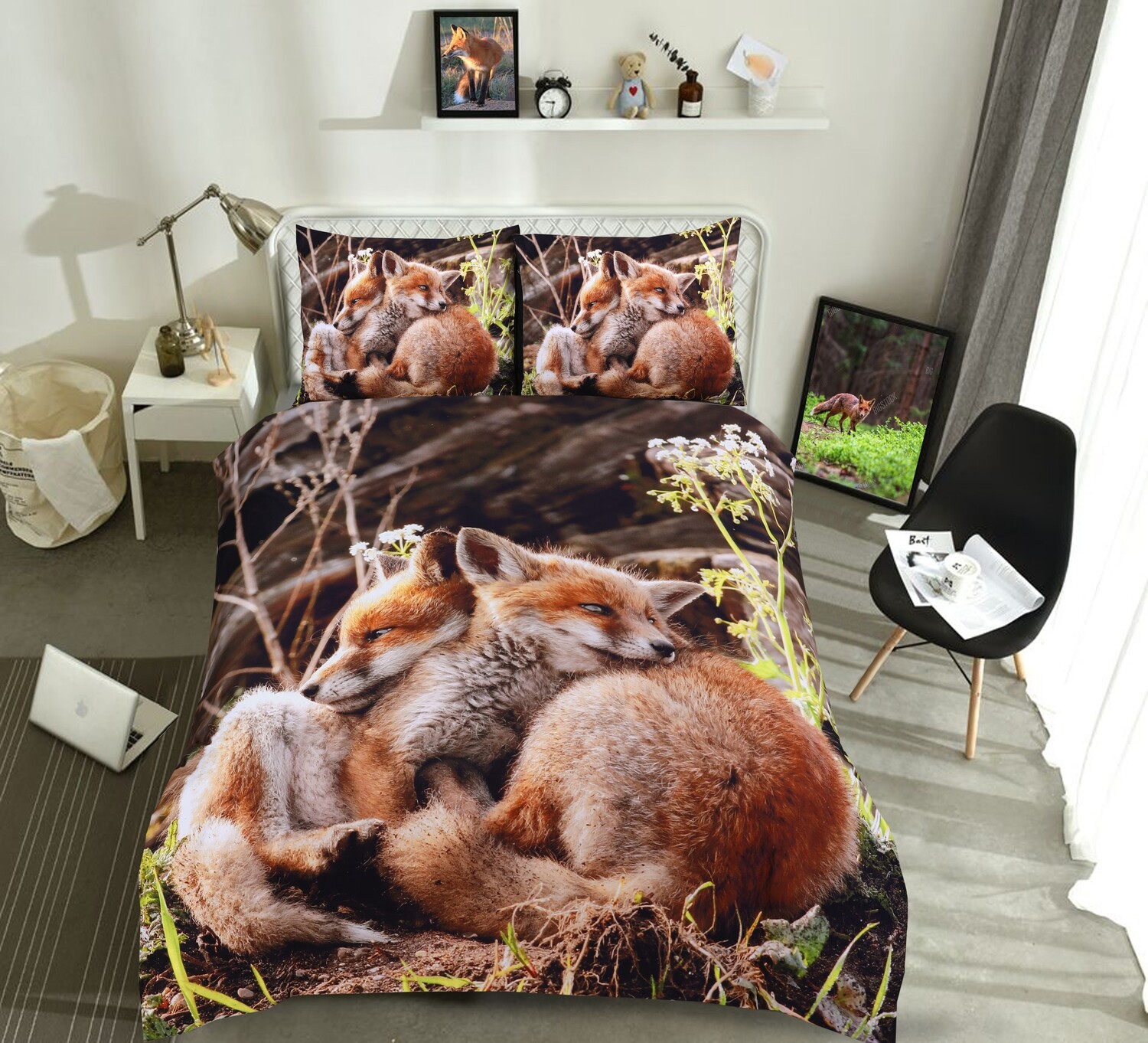 Sengetøj - Ræveunger- Dobbeltdyne