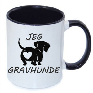 Krus med Jeg elsker Gravhunde