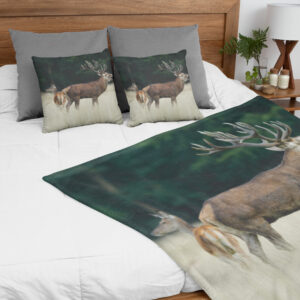Sammenpak med fleece tæppe og puder - Kronhjorte par