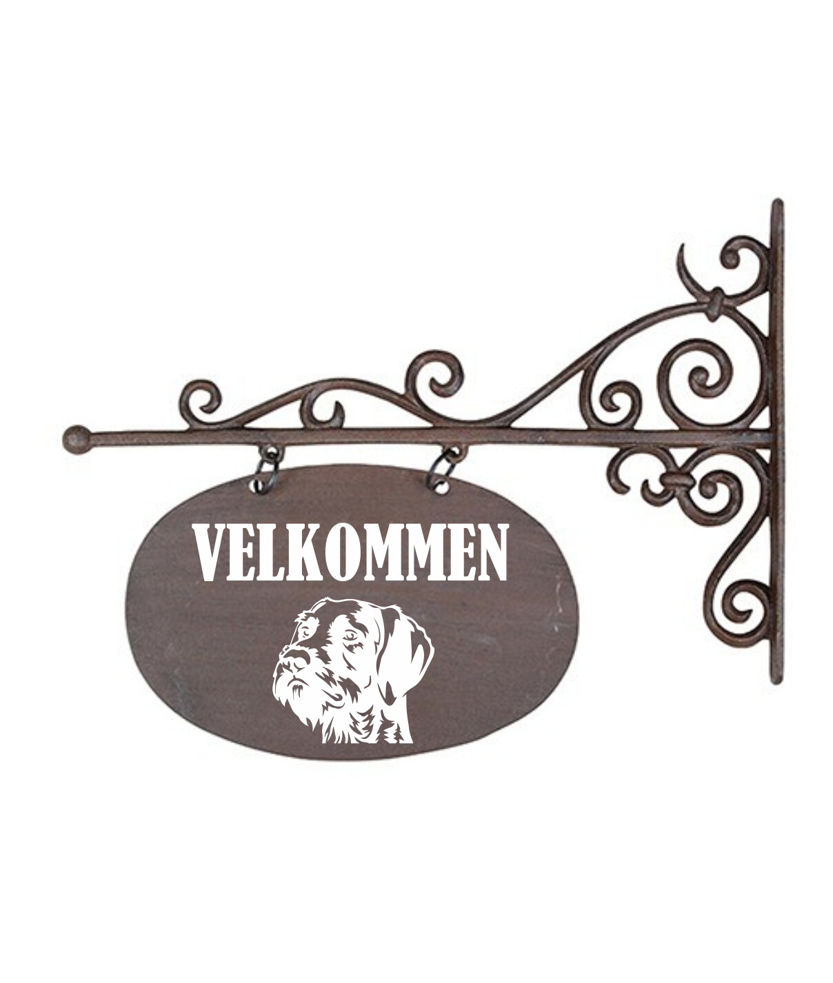 Støbejerns skilt med motiv - Ovalt