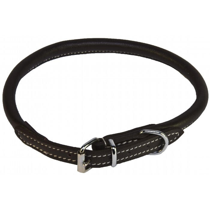 Walker rundsyet læder halsbånd - Mørkebrun