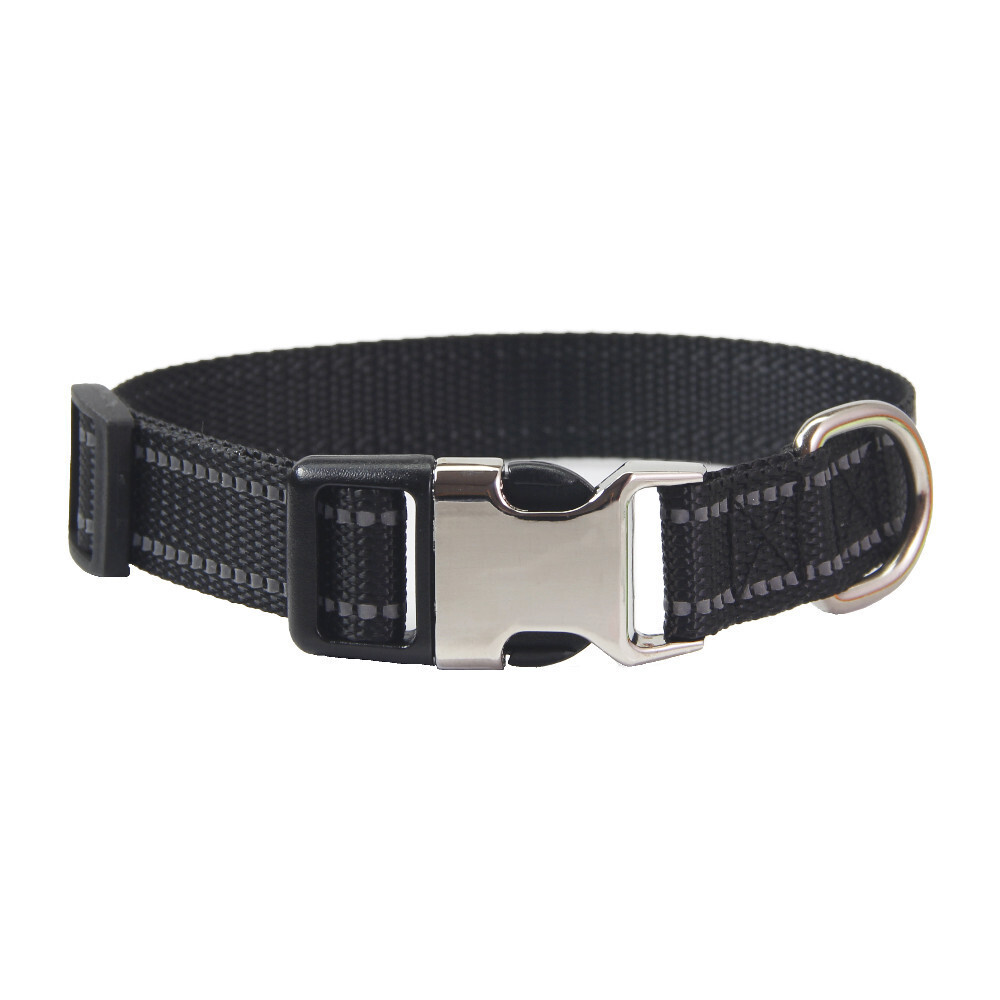 Halsbånd med refleks og gravering - Sort