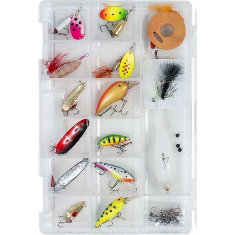 Ørred/regnbuekasse med diverse tilbehør