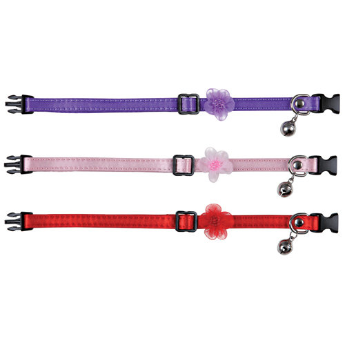 Kattehalsbånd med sød lille blomst