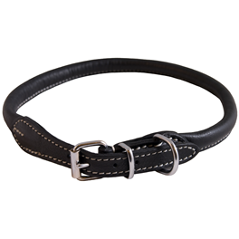 Walker rundsyet læder halsbånd - SORT